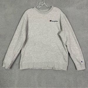 Champion French Terry Gray Pullover Lightweight Crewneck Sweater Mens M